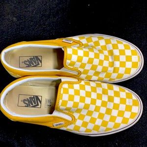 Almost New Mustard Yellow Checkered Slipon Vans